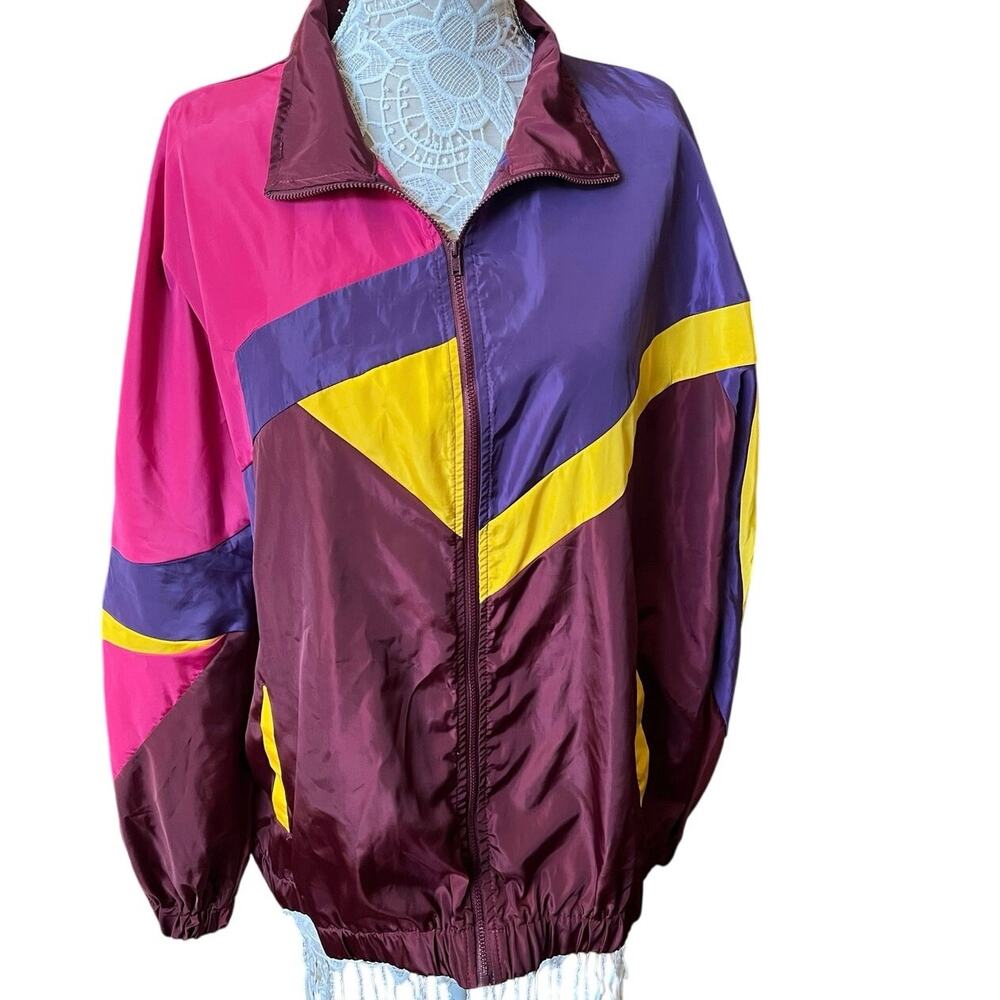 Vintage 80s 90s Colorblock Windbreaker Jacket - Retro Geometric  Size XXL
